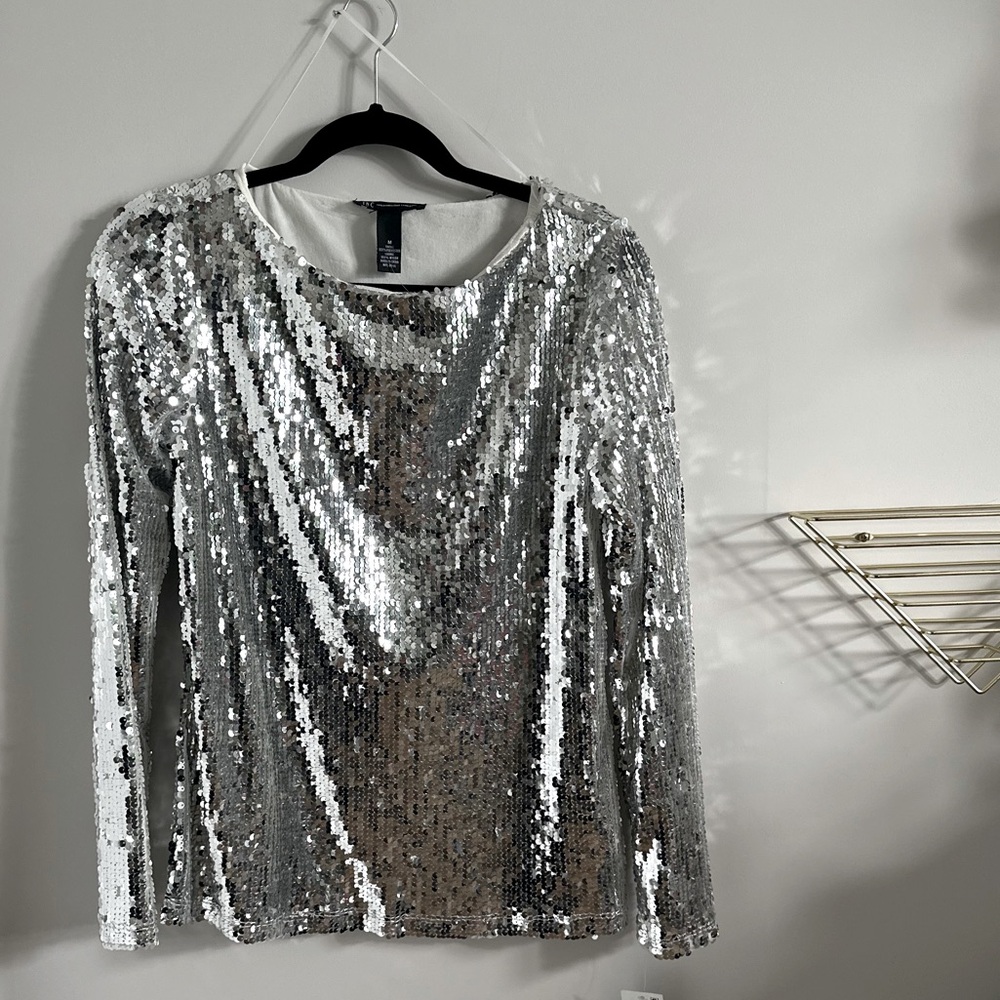 Silver Sequin Women's Top